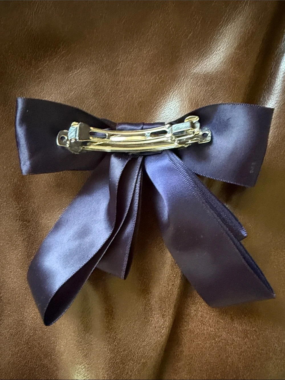 Navy Blue Satin Bow Hair Clip